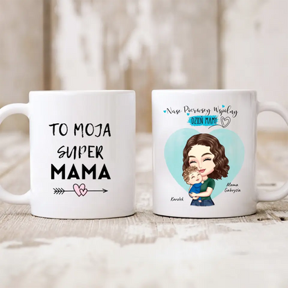 Kubek personalizowany dla mamy i dziecka NASZ PIERWSZY WSPÓLNY DZIEŃ MAMY | rodzinny motyw #540