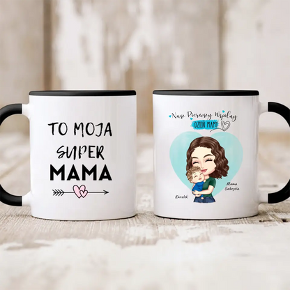 Kubek personalizowany dla mamy i dziecka NASZ PIERWSZY WSPÓLNY DZIEŃ MAMY | rodzinny motyw #540