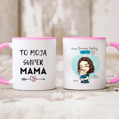 Kubek personalizowany dla mamy i dziecka NASZ PIERWSZY WSPÓLNY DZIEŃ MAMY | rodzinny motyw #540