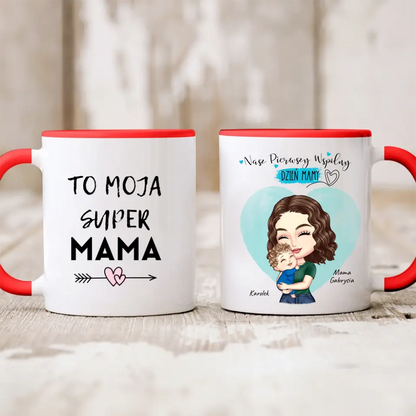 Kubek personalizowany dla mamy i dziecka NASZ PIERWSZY WSPÓLNY DZIEŃ MAMY | rodzinny motyw #540
