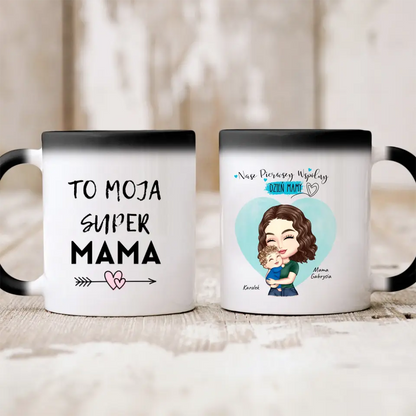 Kubek personalizowany dla mamy i dziecka NASZ PIERWSZY WSPÓLNY DZIEŃ MAMY | rodzinny motyw #540