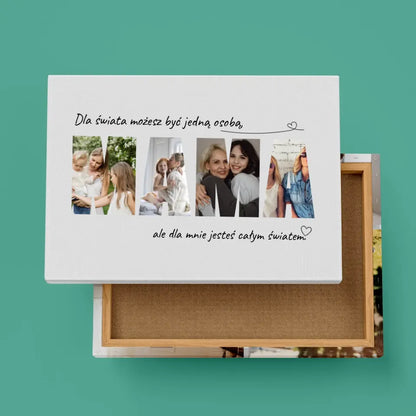 Obraz personalizowany dla mamy JESTEŚ CAŁYM ŚWIATEM | z personalizowanymi zdjęciami #1
