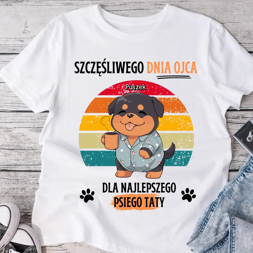 Koszulka ze wzorem tata + pies - Personalizowana #4490