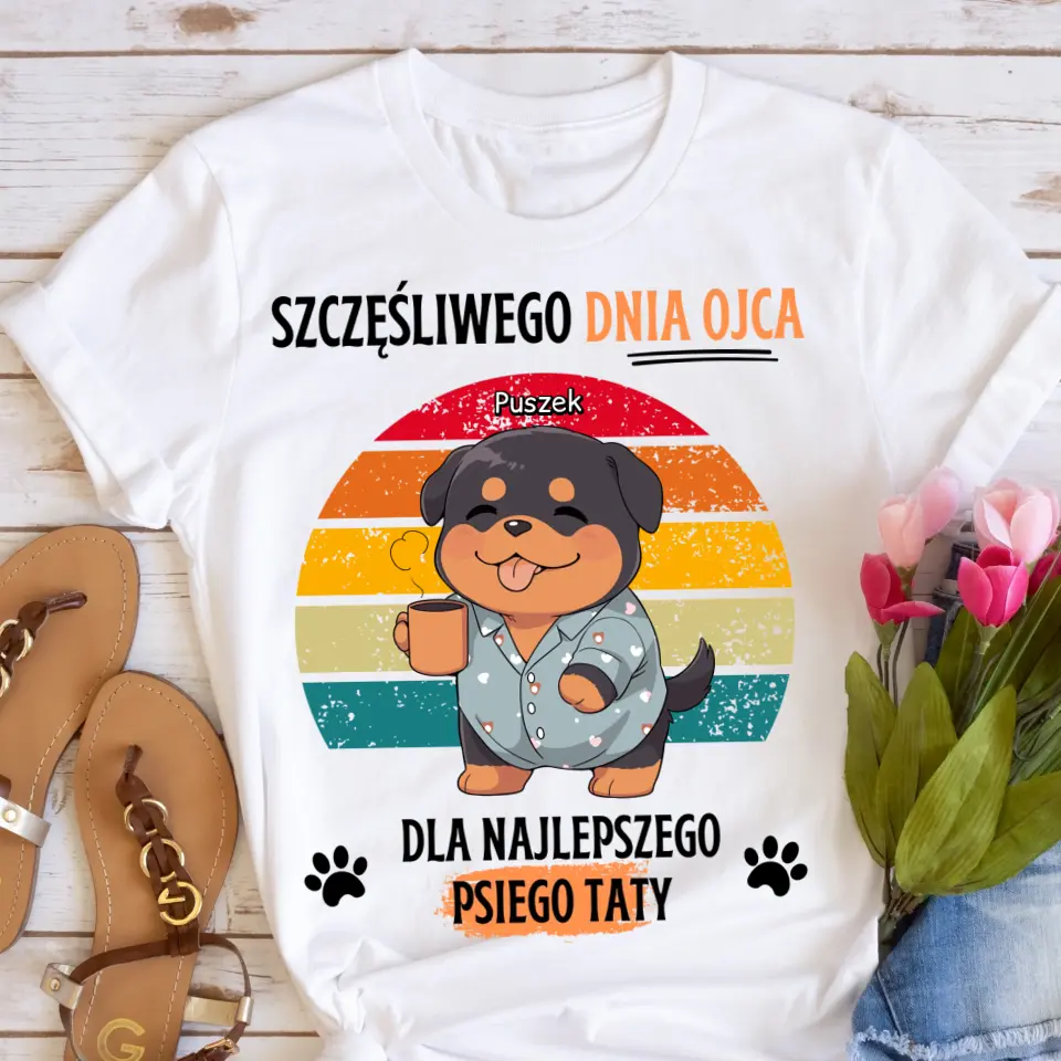 Koszulka ze wzorem tata + pies - Personalizowana #4490