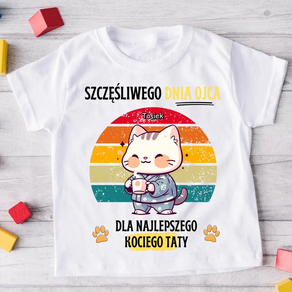 Koszulka ze wzorem tata + kot - Personalizowana #4491