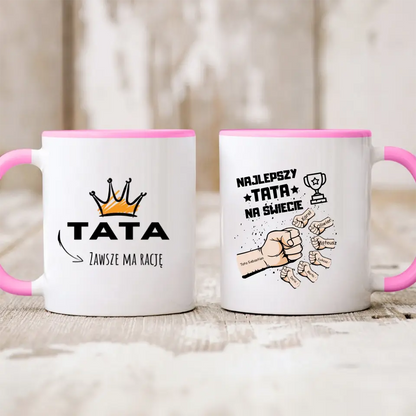 Kubek personalizowany dla taty i dzieci NAJLEPSZY TATA NA ŚWIECIE | z personalizacją imion #5142