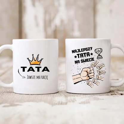 Kubek personalizowany dla taty i dzieci NAJLEPSZY TATA NA ŚWIECIE | z personalizacją imion #5142