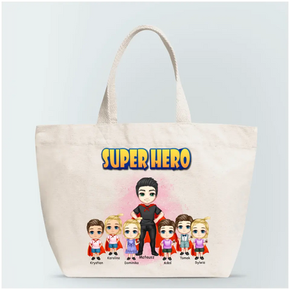 Torba personalizowana dla taty i dzieci SUPER HERO | z personalizacją imion #441