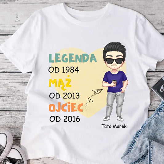 Koszulka ze wzorem tata legenda - Personalizowana (rodzinna) #4411