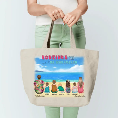 Torba personalizowana dla rodziny RODZINKA NA WAKACJACH | wakacyjny motyw plażowy #P62