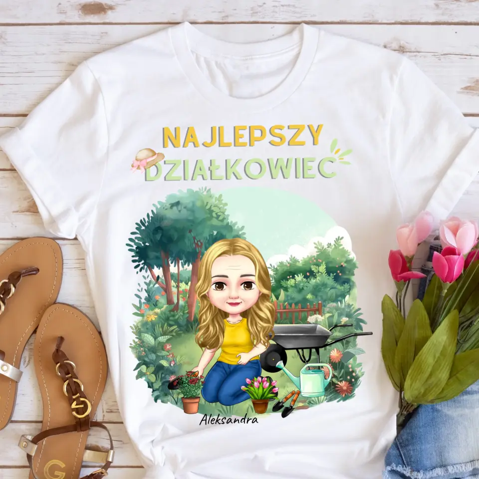 Koszulka damska z nadrukiem - najlepszy działkowiec - Personalizowana #5112