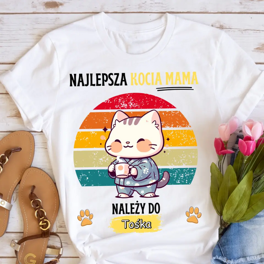 Koszulka ze wzorem kocia mama / koci tata + kot - Personalizowana #4491