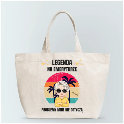 Torba personalizowana dla emerytki LEGENDA NA EMERYTURZE | motyw z zachodem słońca #4153