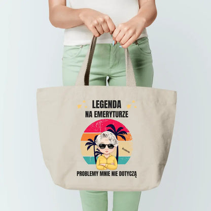 Torba personalizowana dla emerytki LEGENDA NA EMERYTURZE | motyw z zachodem słońca #4153