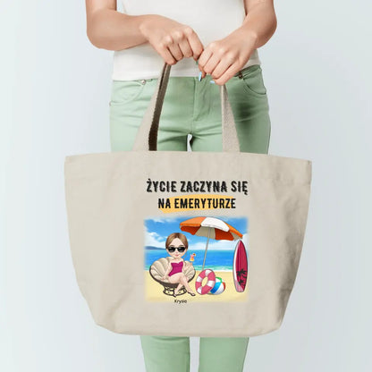 Torba personalizowana ŻYCIE ZACZYNA SIĘ NA EMERYTURZE | wakacyjny motyw #4151