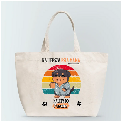 Torba personalizowana dla właścicielki psa NAJLEPSZA PSIA MAMA | uroczy motyw #4125