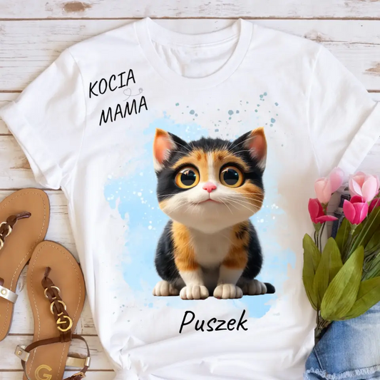 Koszulka ze wzorem kocia mama / koci tata + kot - Personalizowana #4431