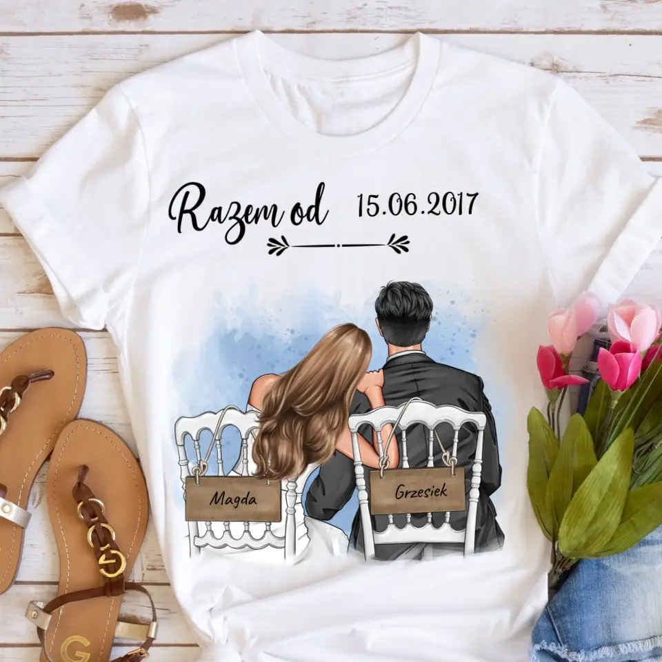 Koszulka dla par - małżeństwo - Personalizowana #4492 - Prezent na rocznicę ślubu