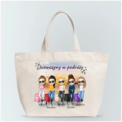 Torba personalizowana dla przyjaciółek DZIEWCZYNY W PODRÓŻY | wakacyjny motyw #42