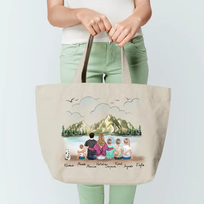 Torba personalizowana dla rodziny z kotem | motyw z jeziorem #P1