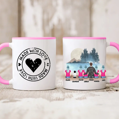 Kubek personalizowany dla taty i dzieci | motyw z jeziorem #P28