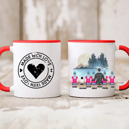 Kubek personalizowany dla taty i dzieci | motyw z jeziorem #P28