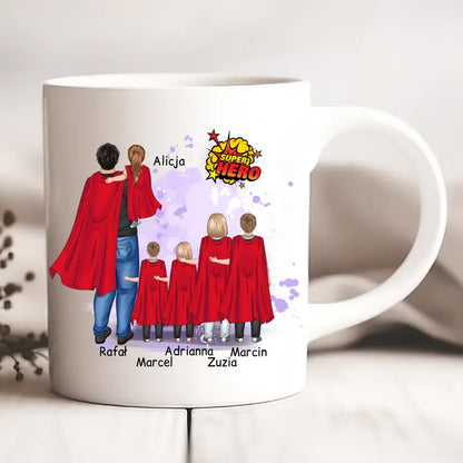 Kubek personalizowany dla taty SUPER HERO | motyw z rodziną superbohaterów #1002