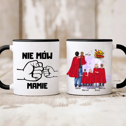 Kubek personalizowany dla taty SUPER HERO | motyw z rodziną superbohaterów #1002