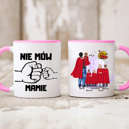 Kubek personalizowany dla taty SUPER HERO | motyw z rodziną superbohaterów #1002