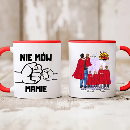 Kubek personalizowany dla taty SUPER HERO | motyw z rodziną superbohaterów #1002