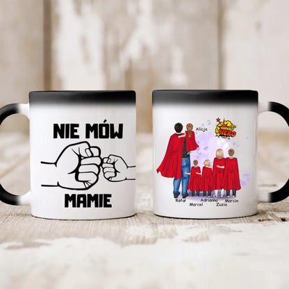 Kubek personalizowany dla taty SUPER HERO | motyw z rodziną superbohaterów #1002