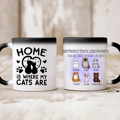 Kubek personalizowany dla właściciela kotów JESTEŚMY TWOI, CZŁOWIEKU! | z personalizacją imion #K1