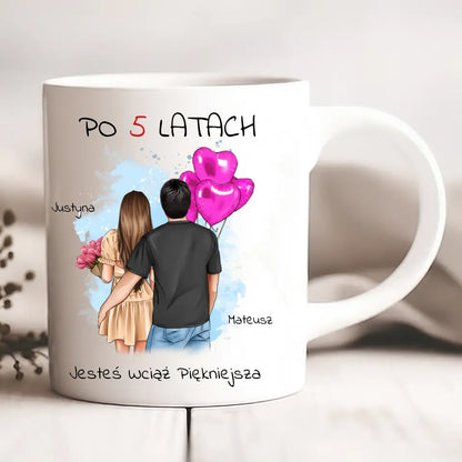 Kubek personalizowany dla par PO LATACH JESTEŚ WCIĄŻ PIĘKNIEJSZA | motyw na rocznice #9513