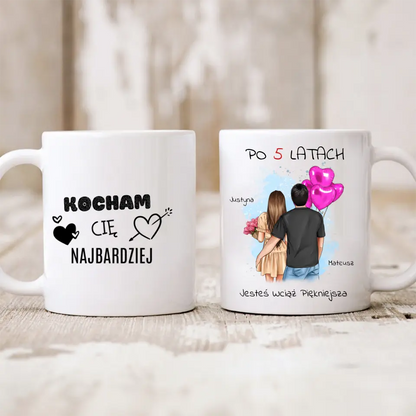 Kubek personalizowany dla par PO LATACH JESTEŚ WCIĄŻ PIĘKNIEJSZA | motyw na rocznice #9513