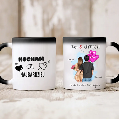 Kubek personalizowany dla par PO LATACH JESTEŚ WCIĄŻ PIĘKNIEJSZA | motyw na rocznice #9513