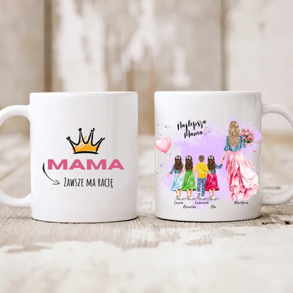 Kubek personalizowany dla mamy z dziećmi NAJLEPSZA MAMA | rodzinny motyw #151