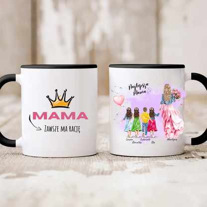 Kubek personalizowany dla mamy z dziećmi NAJLEPSZA MAMA | rodzinny motyw #151