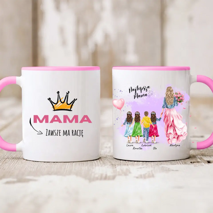 Kubek personalizowany dla mamy z dziećmi NAJLEPSZA MAMA | rodzinny motyw #151
