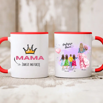 Kubek personalizowany dla mamy z dziećmi NAJLEPSZA MAMA | rodzinny motyw #151