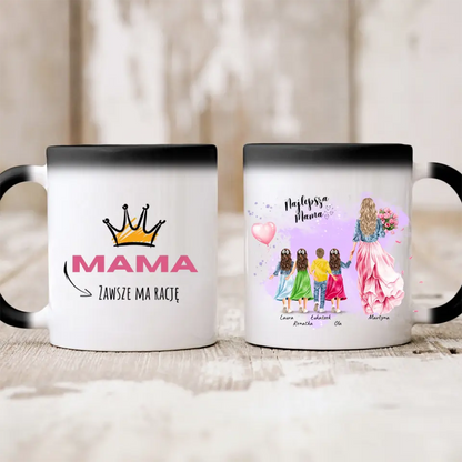 Kubek personalizowany dla mamy z dziećmi NAJLEPSZA MAMA | rodzinny motyw #151