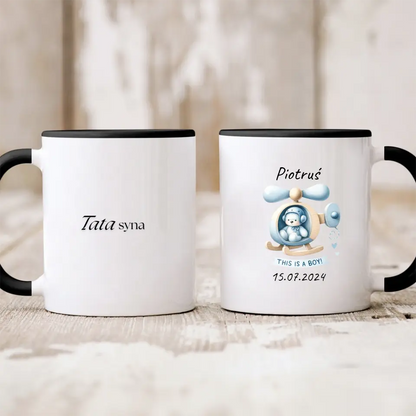 Kubek personalizowany na narodziny chłopca THIS IS A BOY! | motyw z misiem #2378
