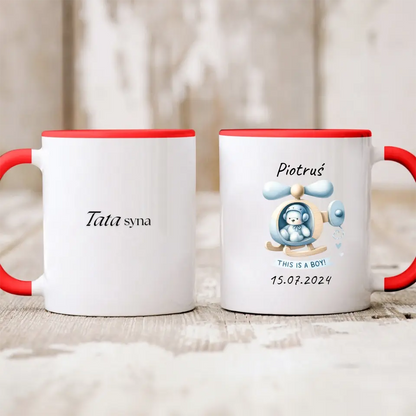 Kubek personalizowany na narodziny chłopca THIS IS A BOY! | motyw z misiem #2378