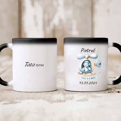 Kubek personalizowany na narodziny chłopca THIS IS A BOY! | motyw z misiem #2378