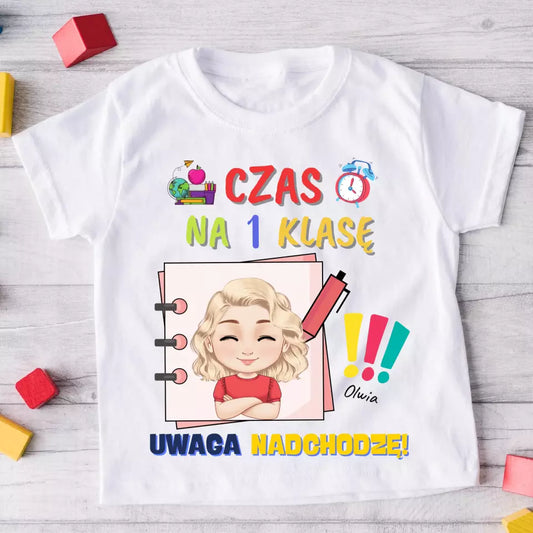 Koszulka personalizowana do szkoły czas na 1 klasę #5811