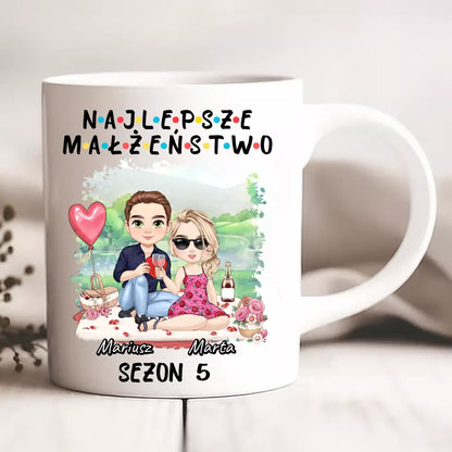 Kubek personalizowany dla par NAJLEPSZE MAŁŻEŃSTWO | motyw na rocznice w stylu FRIENDS #415