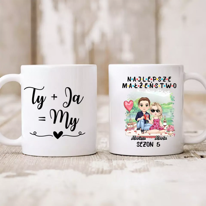 Kubek personalizowany dla par NAJLEPSZE MAŁŻEŃSTWO | motyw na rocznice w stylu FRIENDS #415