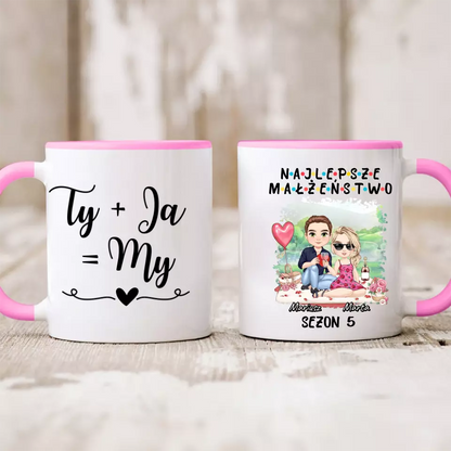 Kubek personalizowany dla par NAJLEPSZE MAŁŻEŃSTWO | motyw na rocznice w stylu FRIENDS #415