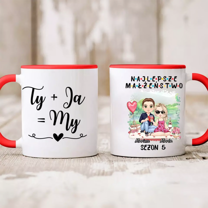 Kubek personalizowany dla par NAJLEPSZE MAŁŻEŃSTWO | motyw na rocznice w stylu FRIENDS #415