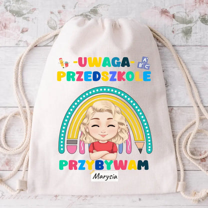 Worek personalizowany dla przedszkolaka UWAGA PRZEDSZKOLE | z personalizacją imienia #1