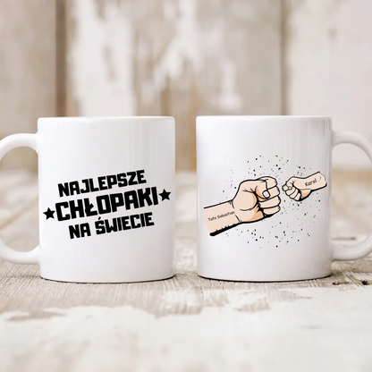 Kubek personalizowany dla taty NAJLEPSZE CHŁOPAKI NA ŚWIECIE | motyw z fist bump #4891